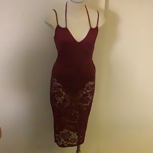 Burgundy see through dress
